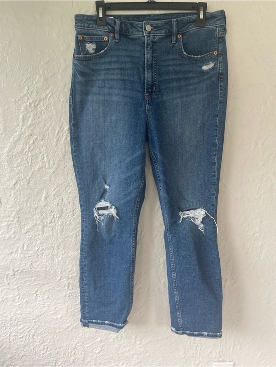GAP Denim - GAP Vintage High Slim Sky High distressed ankle length cuffed jeans; 14R